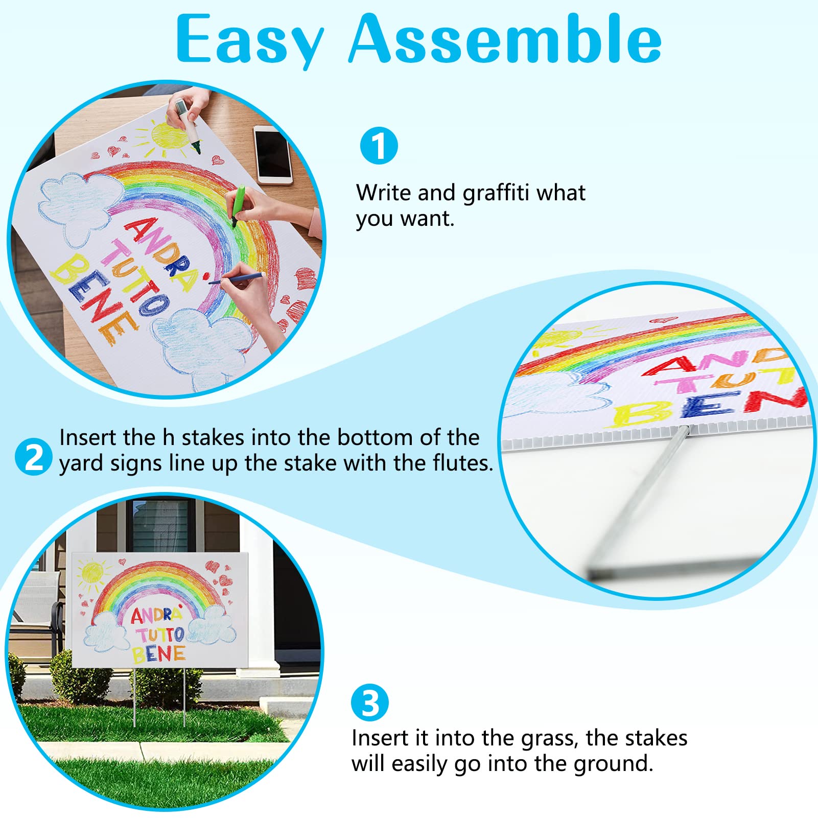 Blank Yard Signs with Stakes, Remiawy 6 Pack Lawn Signs Corrugated Plastic 17x12 Inches Custom Double Sided for Yard Sale Sign Outdoor, Garage Sale, Open House, Estate Sale, Guidepost, Birthday Party - Image 4