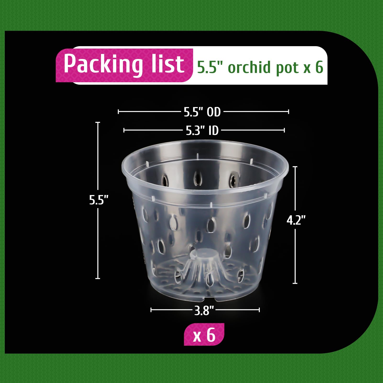 Orchid Pot, 6 Pack Orchid Pots with Holes, 5.5 Inch Clear Plastic Flower Planters for Repotting Indoor Outdoor, Breathable Slotted Nursery Planter - Image 6