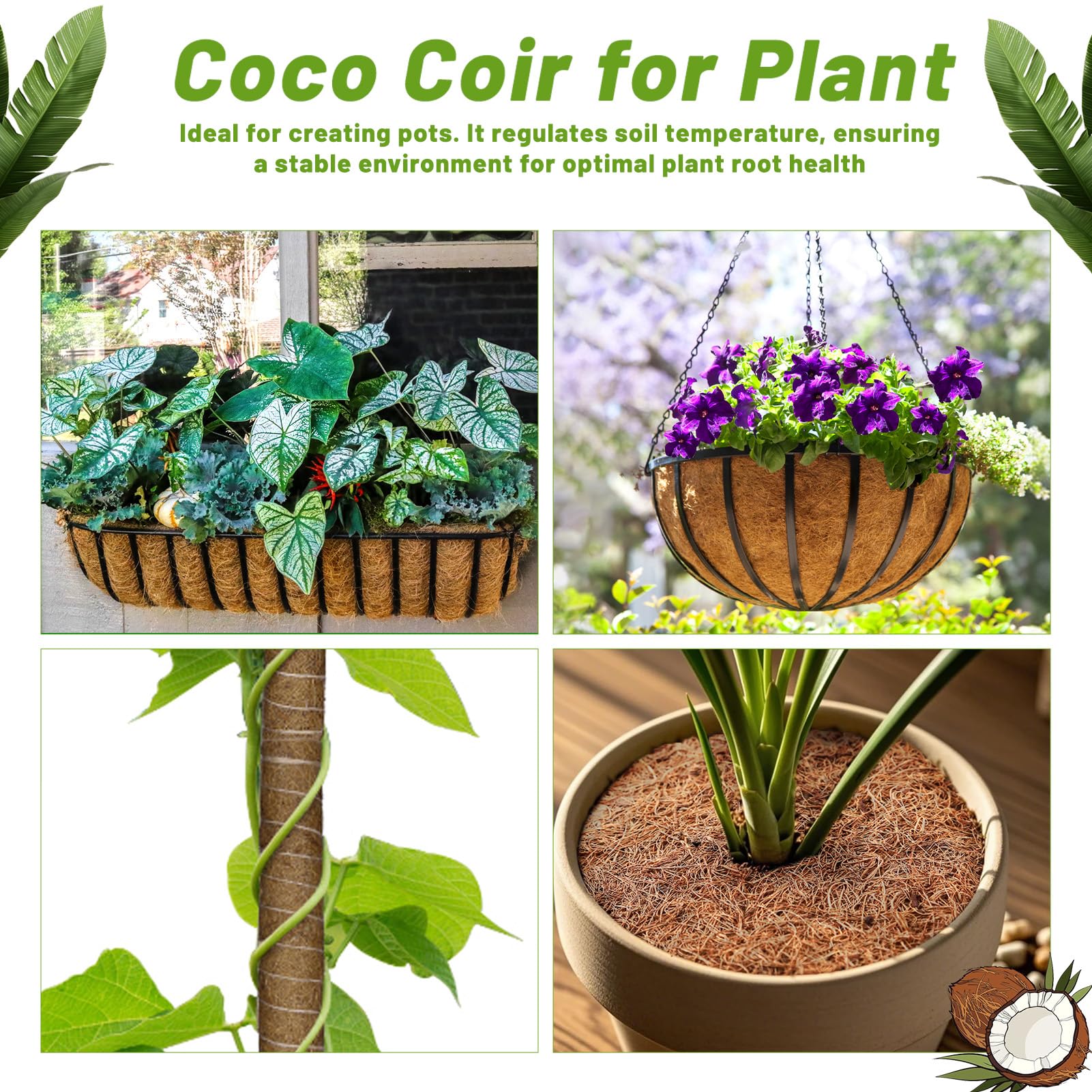 Remiawy Coco Liner Fiber Roll, 16 x 40 Inch Natural Coconut Coir Liner Sheet Coco Mat for Planter Flower Basket, Garden Decoration, Reptile Carpet, Animal Pet Pad, Window Box, DIY Moss Pole, Tortoise - Image 4