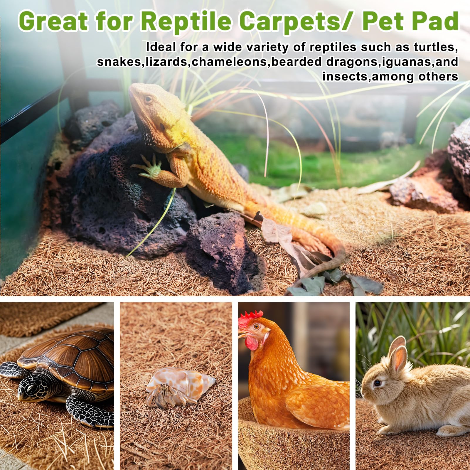 Remiawy Coco Liner Fiber Roll, 16 x 40 Inch Natural Coconut Coir Liner Sheet Coco Mat for Planter Flower Basket, Garden Decoration, Reptile Carpet, Animal Pet Pad, Window Box, DIY Moss Pole, Tortoise - Image 5