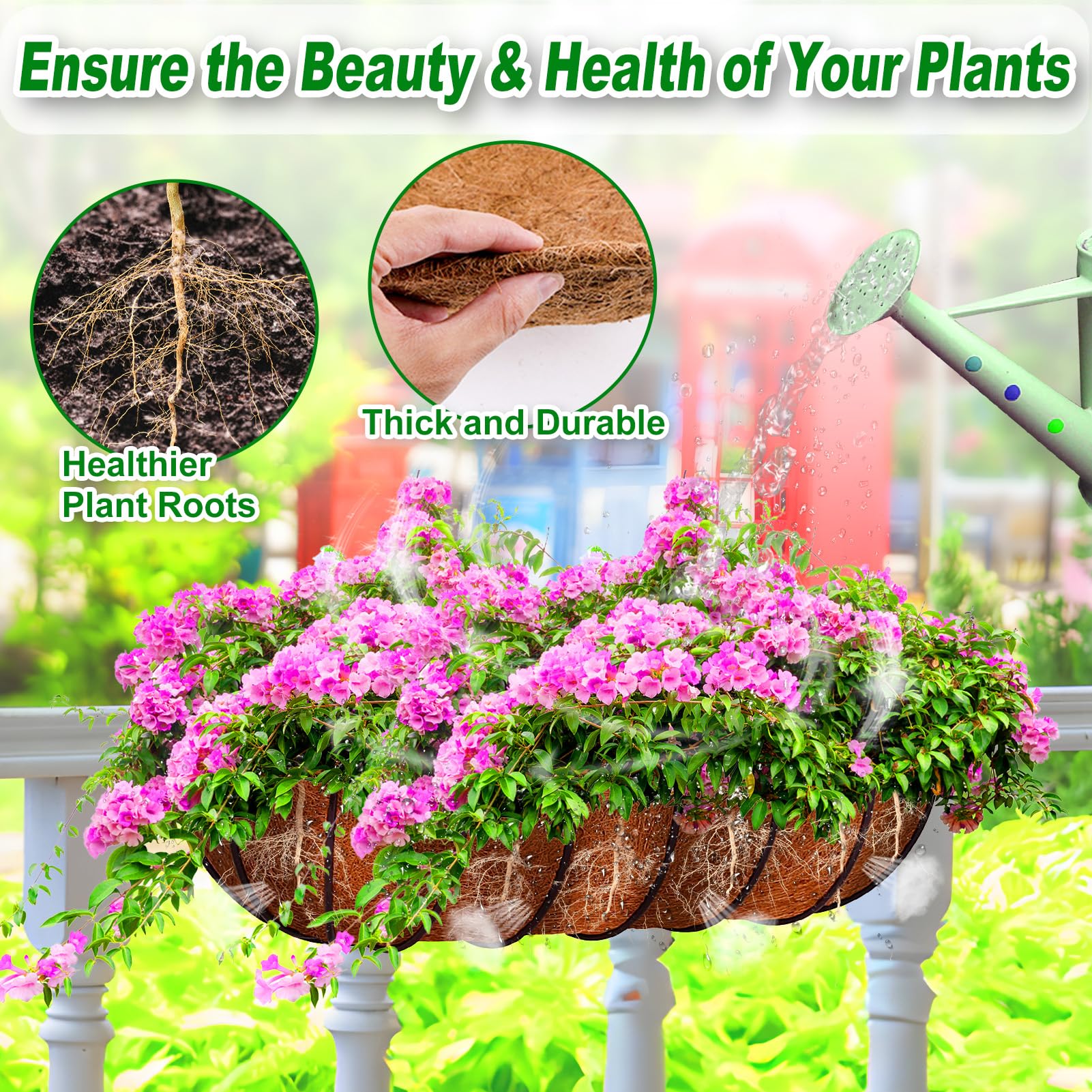 REMIAWY Coco Liners for Planters 24 Inch, 2 Packs Natural Coconut Fiber Coir Flower Basket Window Box Liners, Trough Planter Insert for Outdoor Plant Large Pots Garden Fence Decoration - Image 3