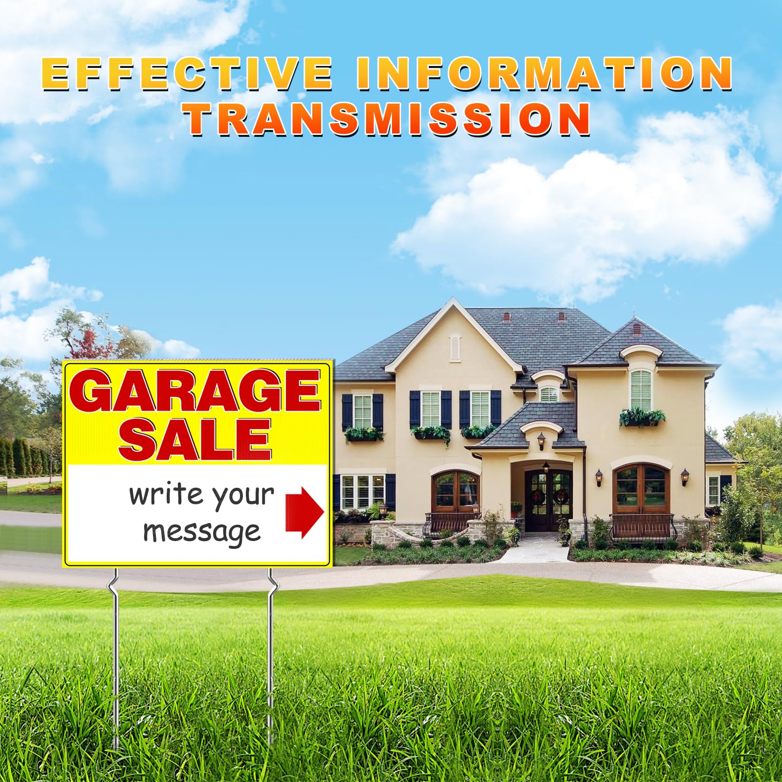 Remiawy Garage Sale Signs, 3 Pcs Yard Signs with Metal Stakes, 17x13 Inch Double Sided Large Corrugated Plastic Garage Sale Kit with Directional Arrows Stickers for Event, Weatherproof, Yellow - Image 7