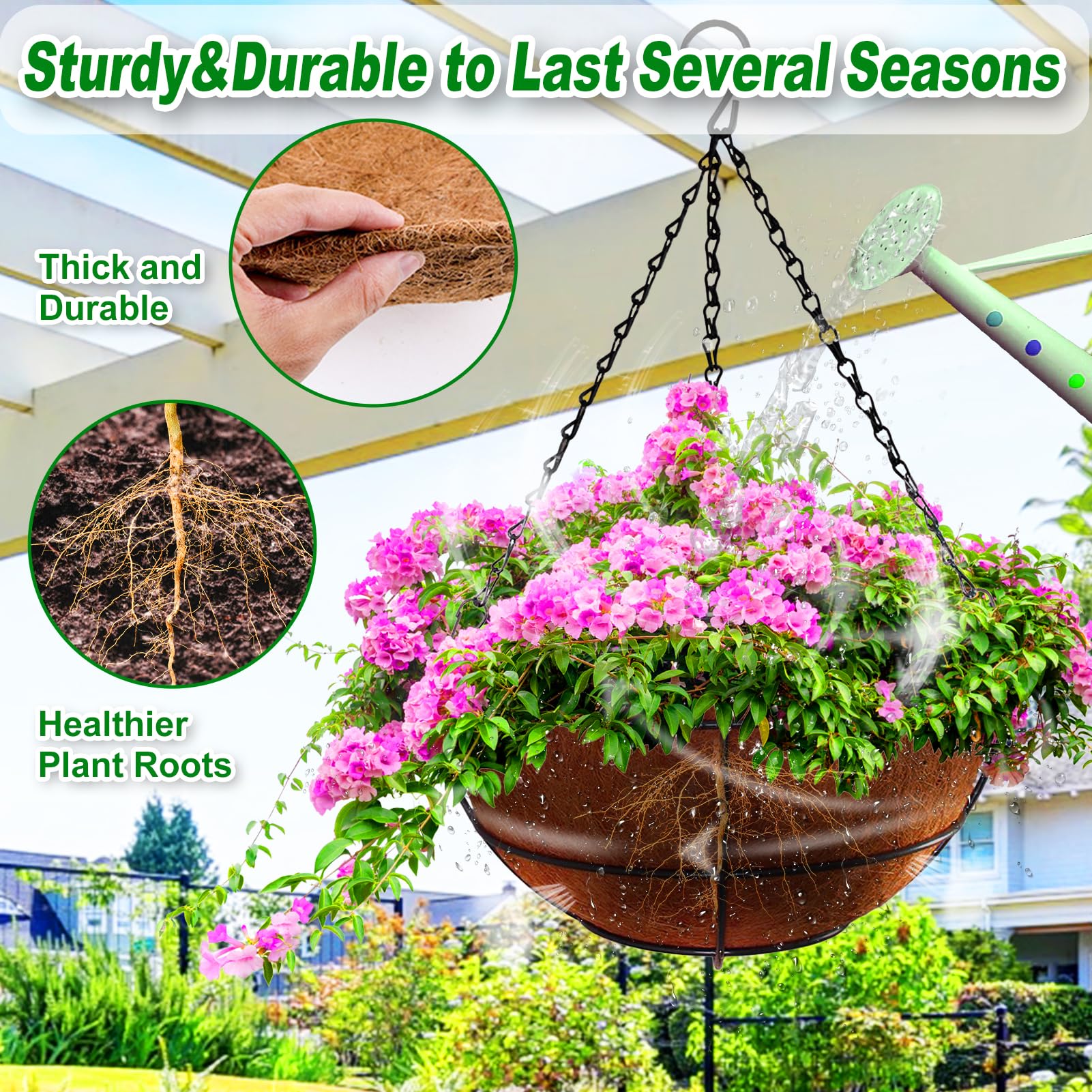 REMIAWY Hanging Basket Coco Liners, Coconut Planter Basket Liners 4 Packs 12 Inch 100% Natural Round Coco Fiber Replacement Liner for Hanging Basket Plants Outdoor Garden Flower Pot Vegetables - Image 3