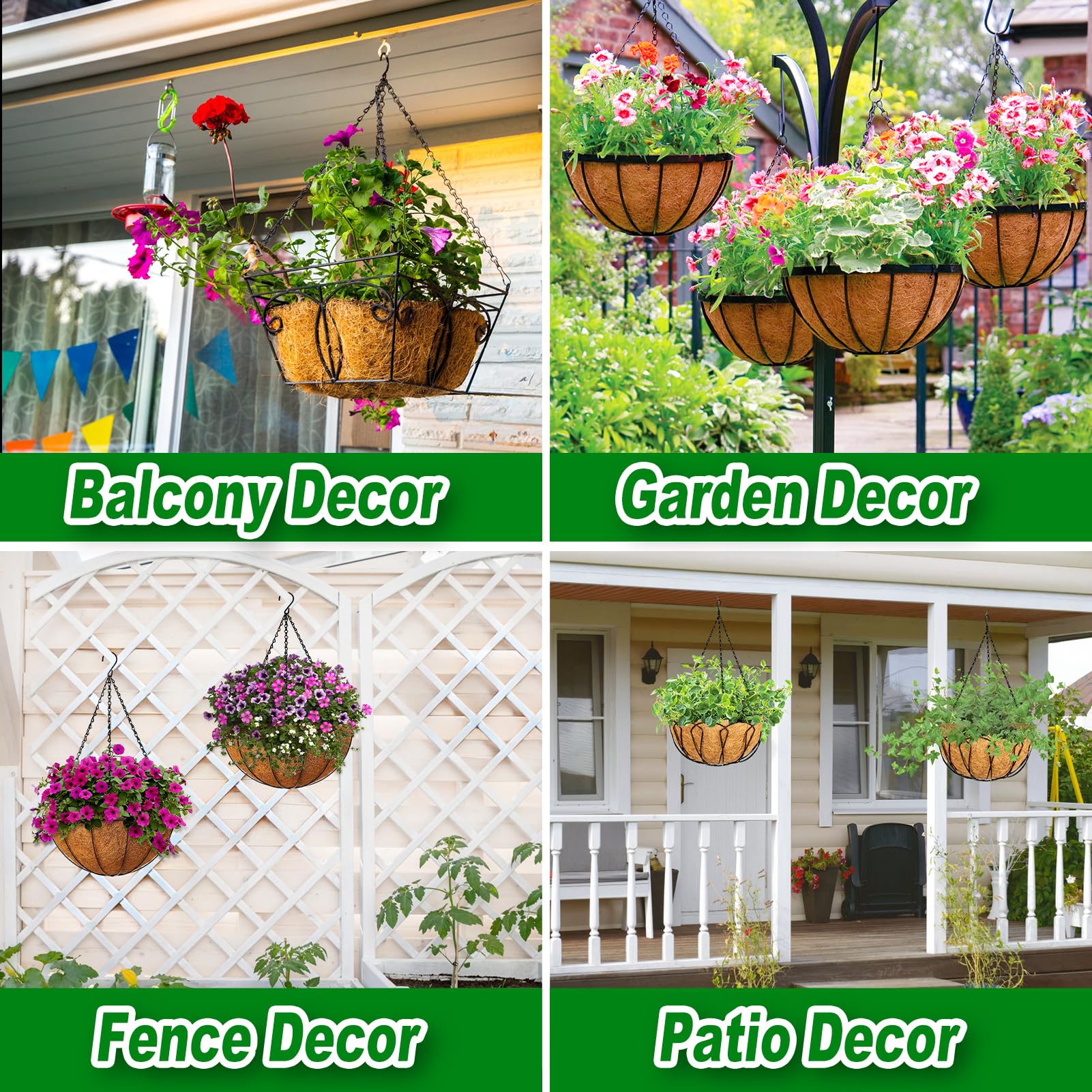 REMIAWY Hanging Basket Coco Liners, Coconut Planter Basket Liners 4 Packs 12 Inch 100% Natural Round Coco Fiber Replacement Liner for Hanging Basket Plants Outdoor Garden Flower Pot Vegetables - Image 5