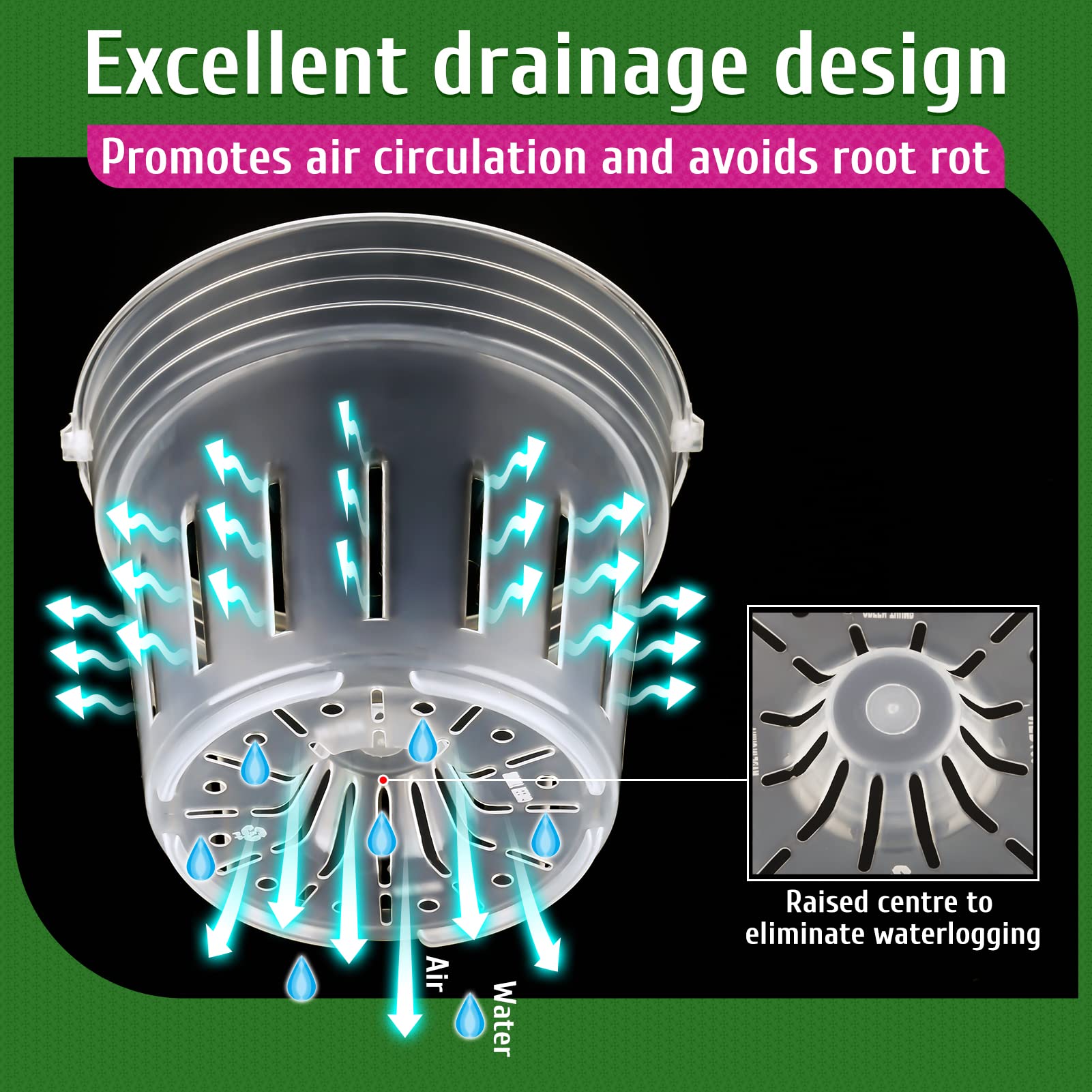 REMIAWY Orchid Pot, 9 Pack Orchid Pots with Holes, 3 Each of 4.8, 5.7 and 6.4 Inch Clear Flower Planter for Repotting, Plastic Slotted Nursery Planters Indoor Outdoor - Image 3