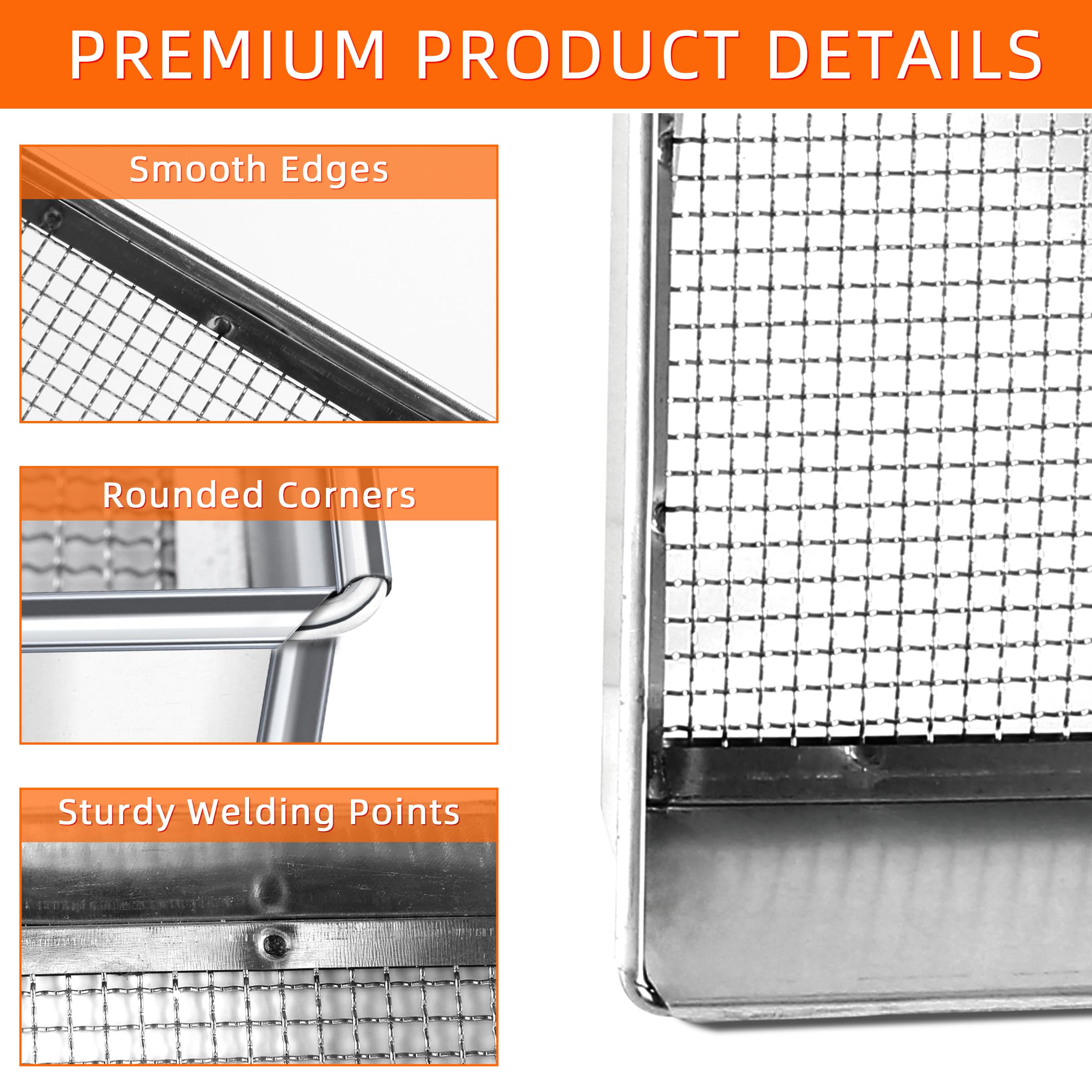 Remiawy Soil Sifter for Gardening, 2 Pack Rock Sifter for Compost Dirt Sand, Metal Garden Sieve Sifting Pan Tray, 1/4” Mesh Soil Screen Set of 2-17.5” x 11.5” and 12” x 10” (Large and Standard) - Image 4