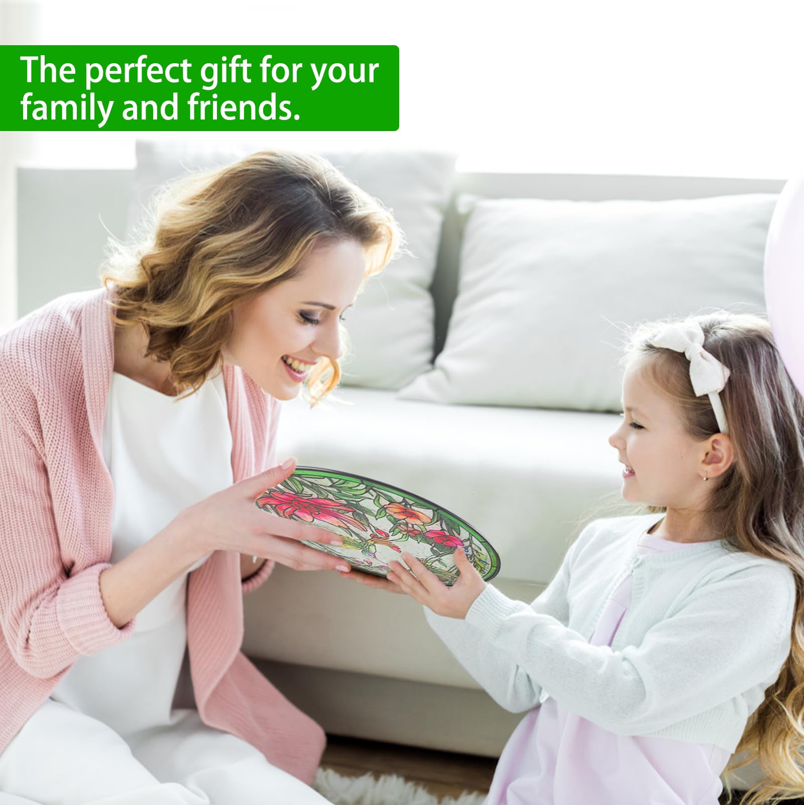 Remiawy Stained Glass Window Hanging Hummingbird Window Suncatcher 6 Inch Glass Panel with Metal Chain and Hooks Sun Catchers Indoor Wall Art Home Decor Gift for Bird Lovers Women Mother's Day - Image 5