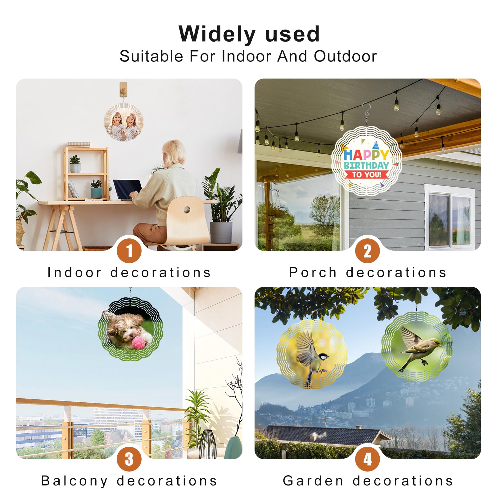 Remiawy Sublimation Wind Spinner Blanks, 8 Inch 5 Pack 3D Aluminum Metal Hanging Wind Spinners Sublimation Blanks Kinetic Sculpture DIY Crafts for Yard Garden Indoor Outdoor Porch Decoration Round - Image 5