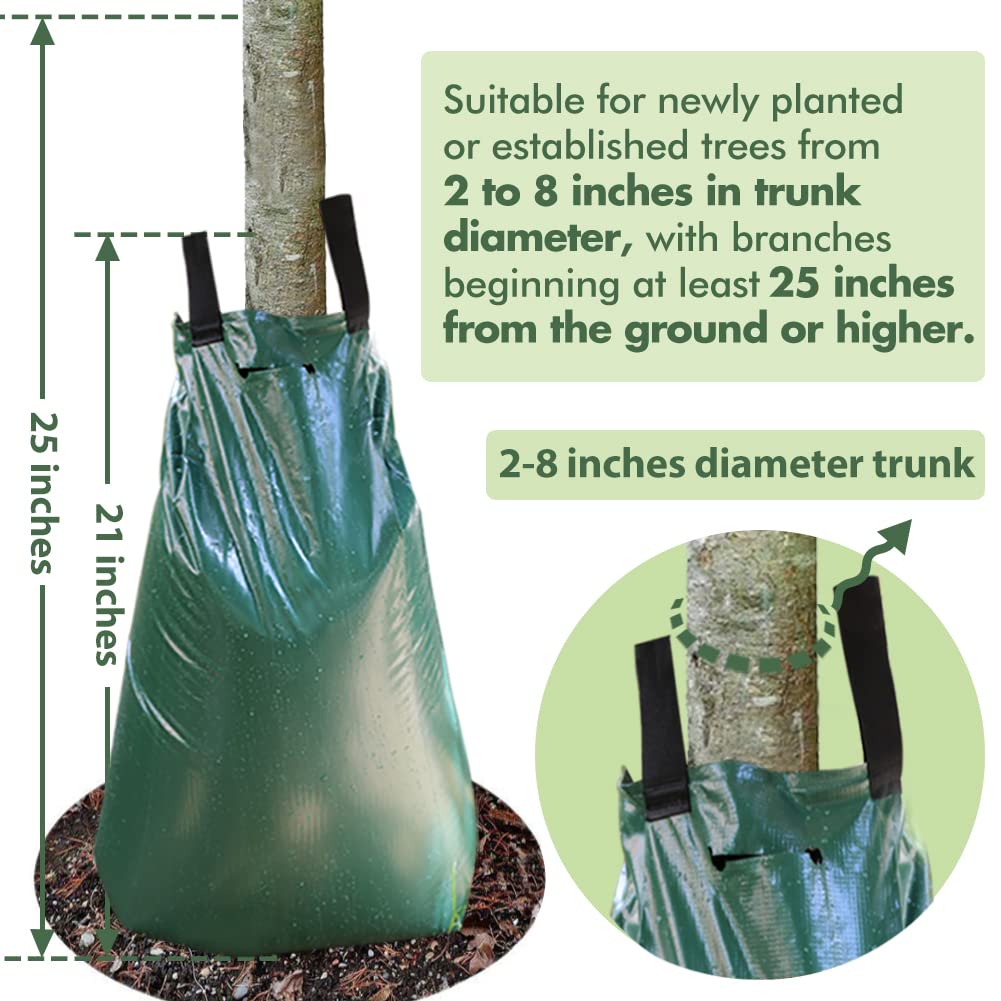 Remiawy Tree Watering Bag 2 Pack 20 Gallon Slow Release Watering Bag for Trees and Plants, Made of Heavy-Duty PE Tarpaulin Material with Zipper-Updated Version(5-8 Hours Releasing Time) - Image 4
