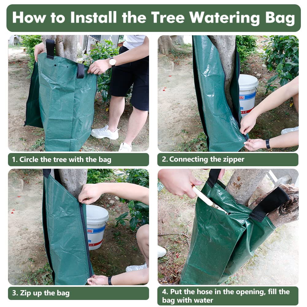 Remiawy Tree Watering Bag 2 Pack 20 Gallon Slow Release Watering Bag for Trees and Plants, Made of Heavy-Duty PE Tarpaulin Material with Zipper-Updated Version(5-8 Hours Releasing Time) - Image 6