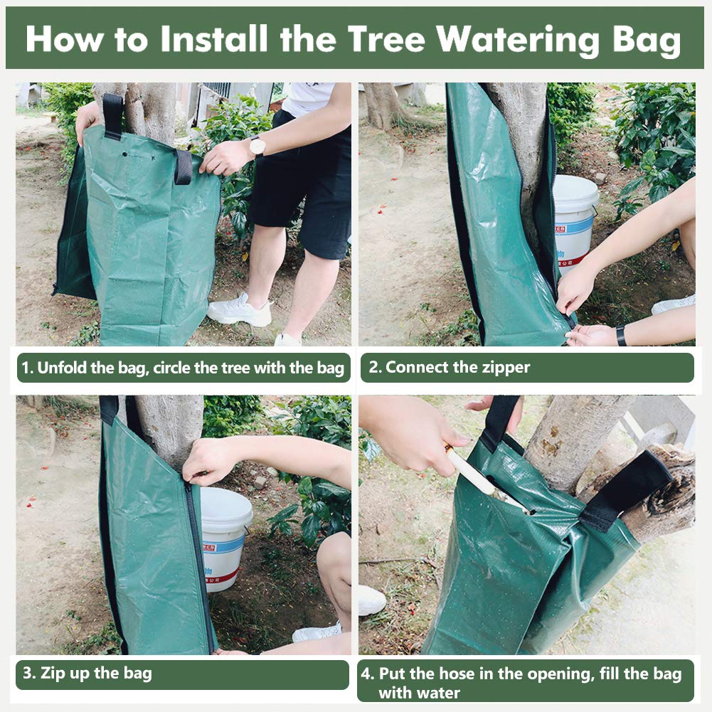 Remiawy Tree Watering Bag, 20 Gallon Slow Release Irrigation Watering Bag for Trees, Made of Durable PVC Material with Zipper (5 Pack 5-8 Hours Releasing Time) - Image 6