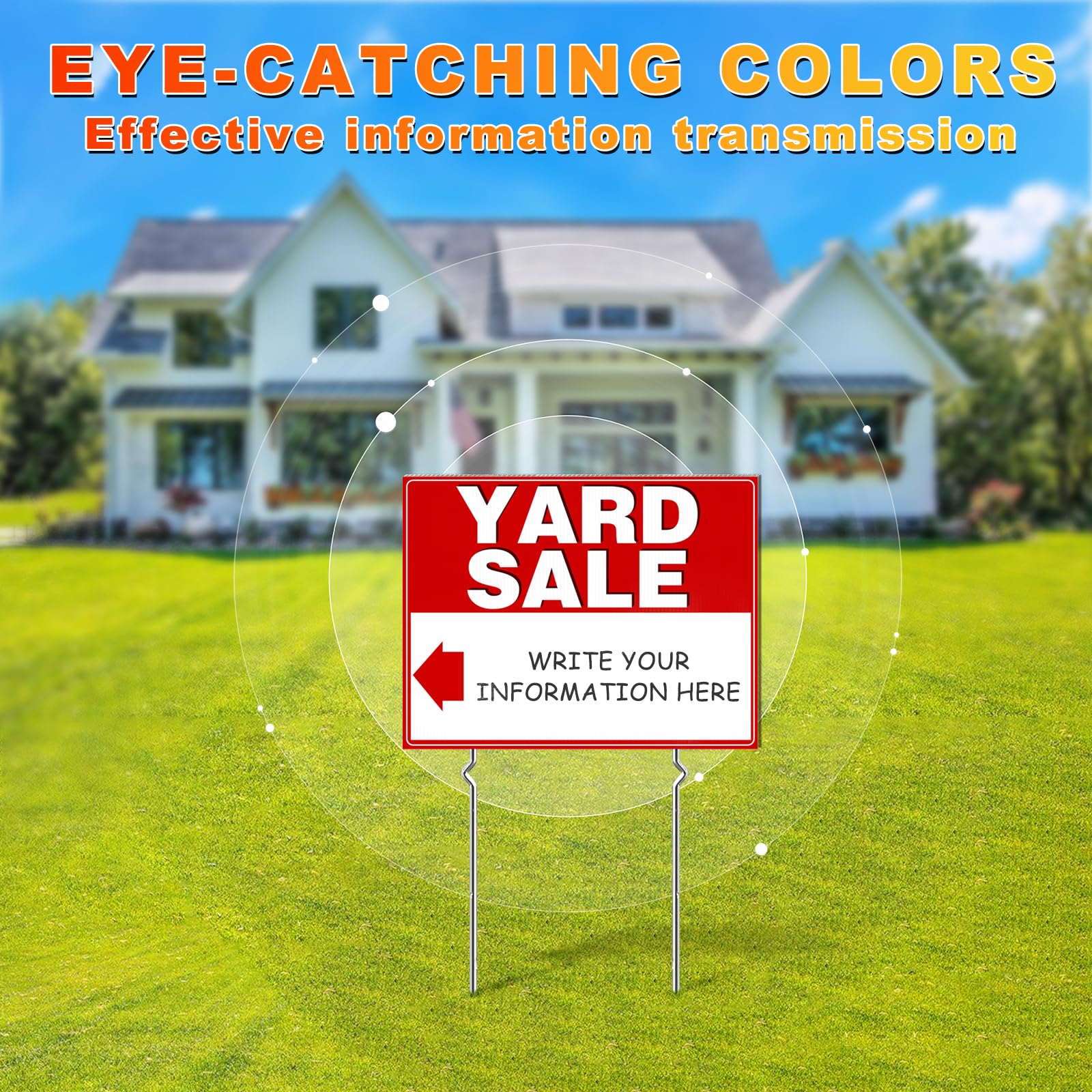 Remiawy Yard Sale Signs, 3 Pack Yard Signs with Metal Stakes, 17x13 Inch Double Sided Large Garage Sale Kit with Directional Arrows Stickers Weatherproof Corrugated Plastic for Event - Image 2