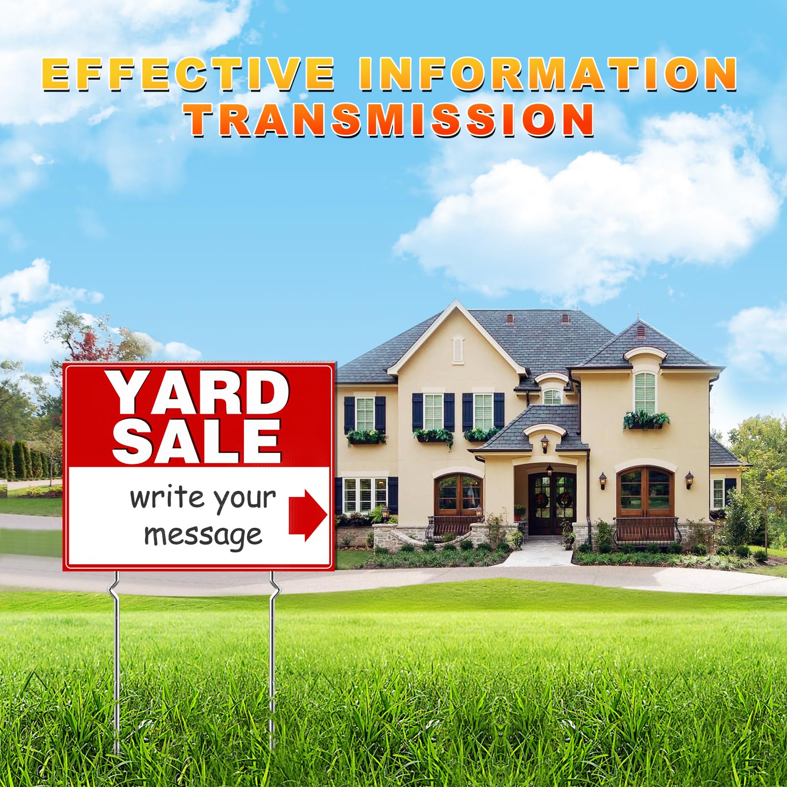 Remiawy Yard Sale Signs, 3 Pack Yard Signs with Metal Stakes, 17x13 Inch Double Sided Large Garage Sale Kit with Directional Arrows Stickers Weatherproof Corrugated Plastic for Event - Image 7